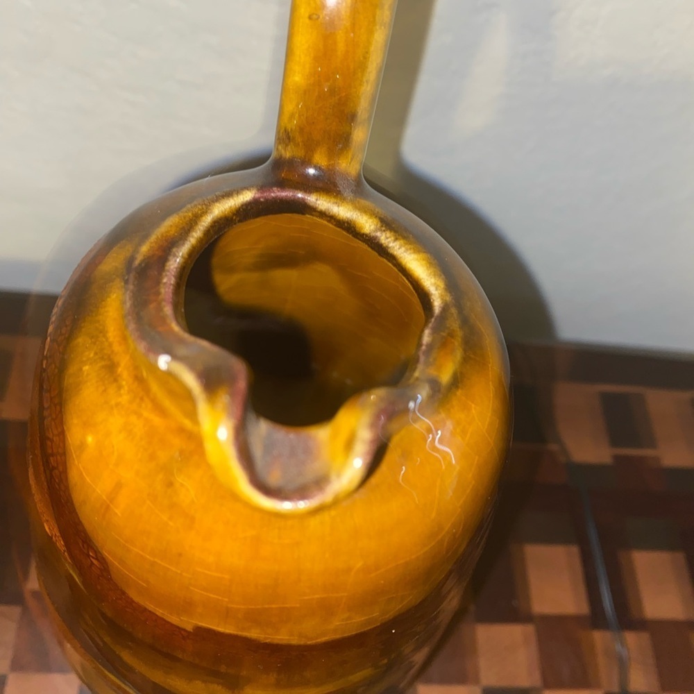 Vintage Royal Haeger Earth Wrap Lava Drip Glaze MCM Art Deco Brown Pitcher 9”H - Picture 6 of 10